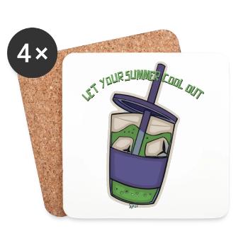 Sommerkühl-Drink Sticker - Untersetzer (4er-Set) - Weiß - Vorne