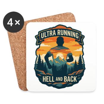 Ultra-Trailrunning – Hölle und Rücken - Untersetzer (4er-Set) - Weiß - Vorne