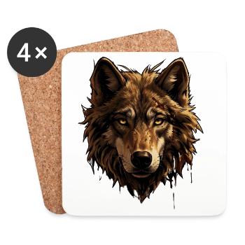 Wolf - Untersetzer (4er-Set) - Weiß - Vorne