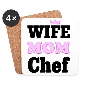 Wife Mom Chef - Statement Design für Mütter - Untersetzer (4er-Set) - Weiß - Vorne