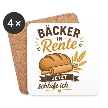 Bäcker in Rente – Brot und Weizen Ruhestand Spruch - Untersetzer (4er-Set) - Weiß - Vorne