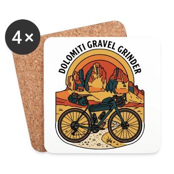 Dolomiti Gravel Grinder Retro-Motorrad - Untersetzer (4er-Set) - Weiß - Vorne