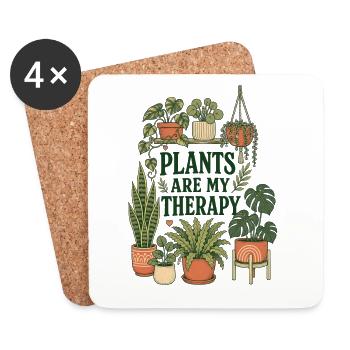 Plants Are My Therapy – Zimmerpflanzen - Untersetzer (4er-Set) - Weiß - Vorne