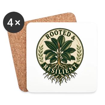 Rooted & Resilient – Vintage Gummibaum - Untersetzer (4er-Set) - Weiß - Vorne
