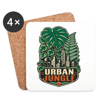 Urban Jungle – Monstera City Pflanzen - Untersetzer (4er-Set) - Weiß - Vorne