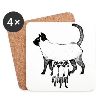 SIAMES-KATZE – MUTTER - Untersetzer (4er-Set) - Weiß - Vorne