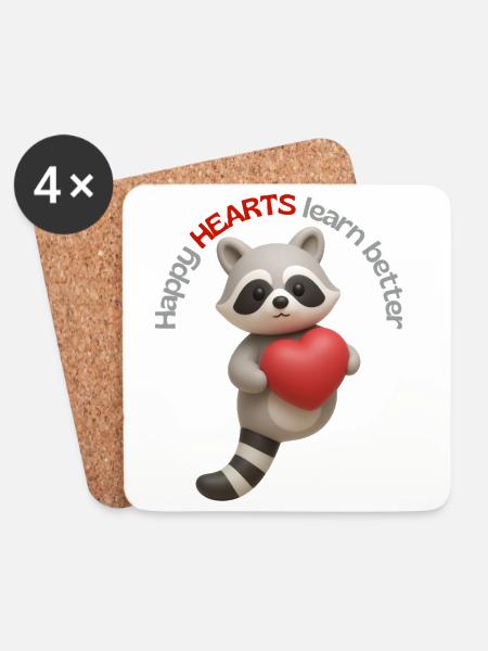Happy HEARTS learn better - Untersetzer (4er-Set) - Weiß