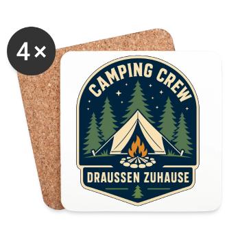 Camping Crew Draußen Zuhause - Untersetzer (4er-Set) - Weiß - Vorne