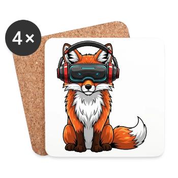 Fuchs VR Gamer Virtual Reality Comic Cool - Untersetzer (4er-Set) - Weiß - Vorne