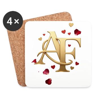 Goldenes Monogramm AE mit Herzen - Untersetzer (4er-Set) - Weiß - Vorne