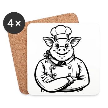 Chef Pig - Untersetzer (4er-Set) - Weiß - Vorne