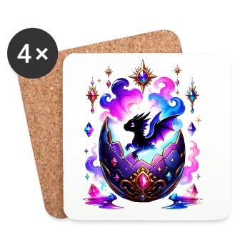 Crystal Dragon Hatch in Gem Egg - Coasters (set of 4) - white - Front