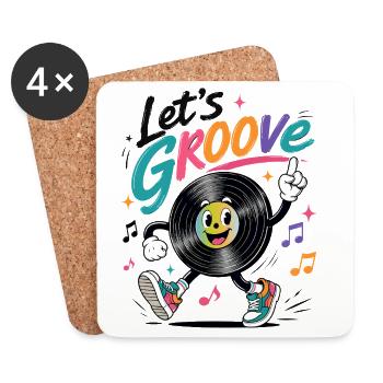 Let's Groove Schallplatte Retro Musik Design   - Untersetzer (4er-Set) - Weiß - Vorne