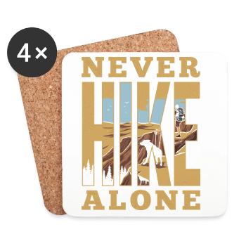 Mountains - Never Hike Alone - Coasters (set of 4) - white - Front