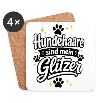 Hundehare sind mein Glitzer - Untersetzer (4er-Set) - Weiß - Vorne