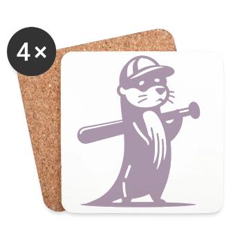 Otter Baseball Silhouette - Untersetzer (4er-Set) - Weiß - Vorne