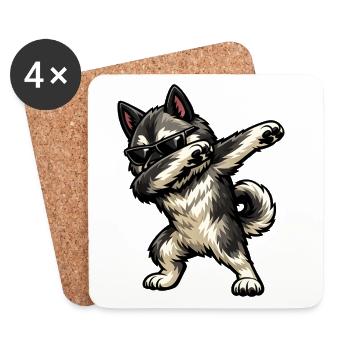 Dabbing Norwegischer Elchhund - Untersetzer (4er-Set) - Weiß - Vorne