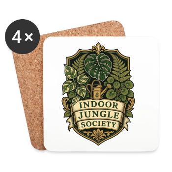 Indoor Jungle Society – Zimmerpflanzen Club - Untersetzer (4er-Set) - Weiß - Vorne
