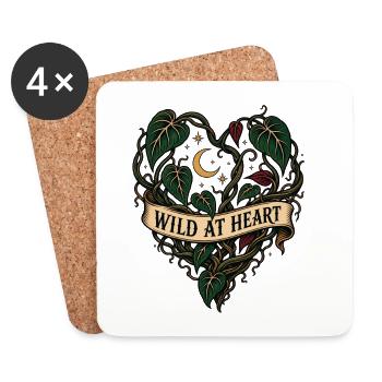 Wild at Heart – Philodendron Pflanzenherz - Untersetzer (4er-Set) - Weiß - Vorne