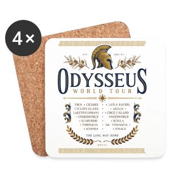 Odysseus World Tour Shirt Ancient Greek Mythology - Coasters (set of 4) - white - Front