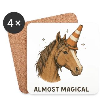 Almost Magical Horse Unicorn Humor - Coasters (set of 4) - white - Front