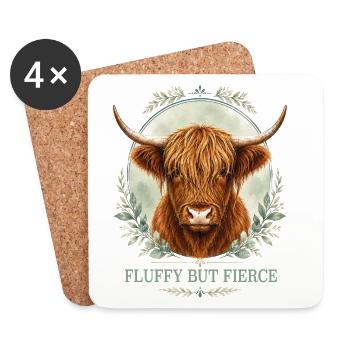 Fluffy but Fierce Highlander Collection - Coasters (set of 4) - white - Front