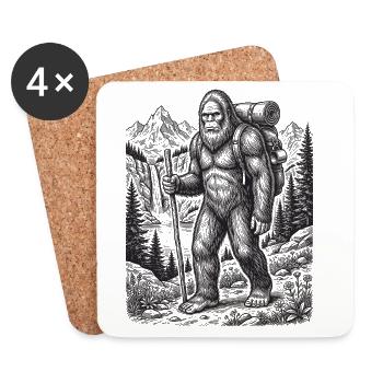 Hiking - Outdoor Adventure - Big Foot - Coasters (set of 4) - white - Front
