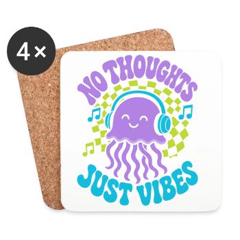 No Thoughts Just Vibes Jellyfish - Coasters (set of 4) - white - Front