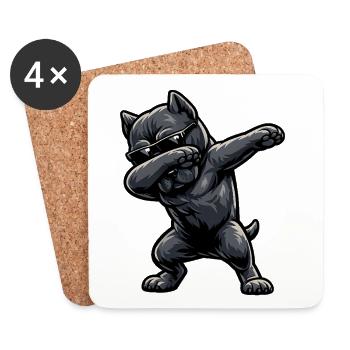 Dabbing Cane Corso in Comic Style - Coasters (set of 4) - white - Front