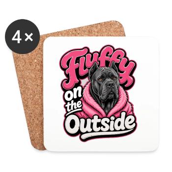 Fluffy on the Outside - Dog Graphic - Coasters (set of 4) - white - Front