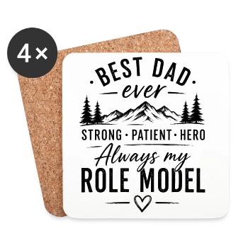 Best Dad Role Model in Mountains - Coasters (set of 4) - white - Front