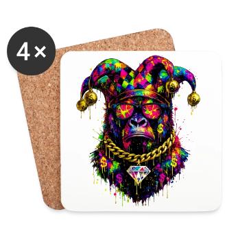 Gorilla Jester Neon Graffiti - Coasters (set of 4) - white - Front