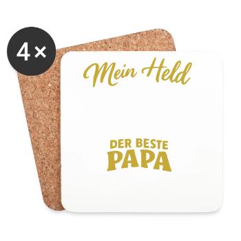 Mein Held Der Beste Papa - Untersetzer (4er-Set) - Weiß - Vorne
