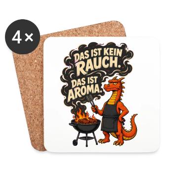 Das ist kein Rauch Das ist Aroma – Drache Grill - Untersetzer (4er-Set) - Weiß - Vorne