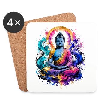 Buddha Wave Meditation Art - Coasters (set of 4) - white - Front