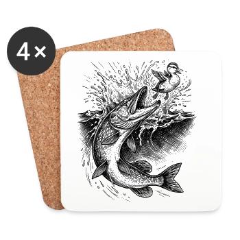 Pike Surface Hunting | Classic Collection - Coasters (set of 4) - white - Front