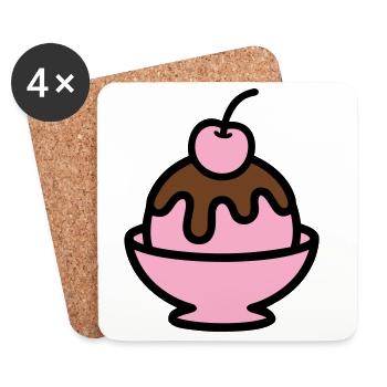 Sundae Cherry Artwork - Coasters (set of 4) - white - Front