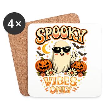 Ambiances effrayantes Seulement Ghost Retro Halloween - Dessous de verre (lot de 4) - blanc - Devant