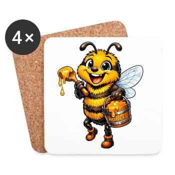 happy bee - Coasters (set of 4) - white - Front