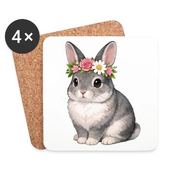 Chinchilla Rabbit - Coasters (set of 4) - white - Front