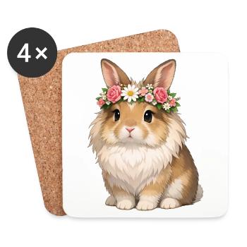 Löwenkopf Kaninchen  - Untersetzer (4er-Set) - Weiß - Vorne