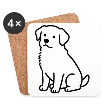 Minimalist dog silhouette - Coasters (set of 4) - white - Front