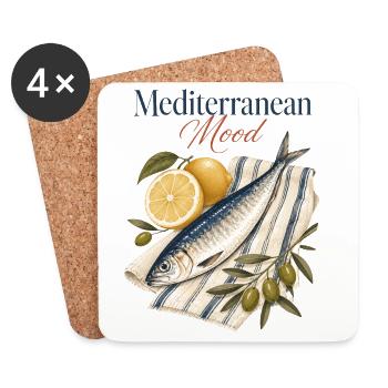 Mediterranean Mood Sardine Mediterran - Coasters (set of 4) - white - Front