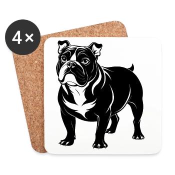English Bulldog - Coasters (set of 4) - white - Front