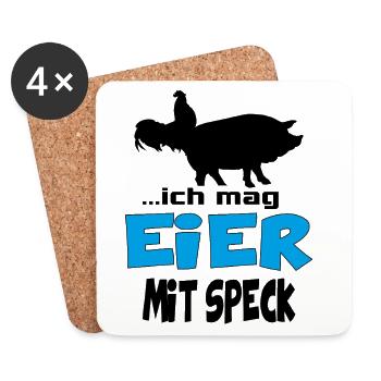 Ich mag Eier mit Speck Huhn Schwein Bauer Tiere - Untersetzer (4er-Set) - Weiß - Vorne