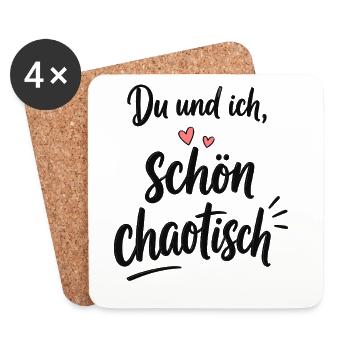 Du und ich – schön chaotisch mit Herz - Untersetzer (4er-Set) - Weiß - Vorne