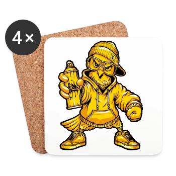 Graffiti Dove Character - Coasters (set of 4) - white - Front