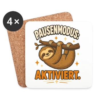 Pausenmodus – Lustiger Entspannungs-Spruch - Untersetzer (4er-Set) - Weiß - Vorne