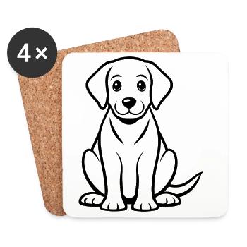 Chiot labrador - Dessous de verre (lot de 4) - blanc - Devant