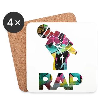 Mosaïque du poing graffiti RAP - Dessous de verre (lot de 4) - blanc - Devant
